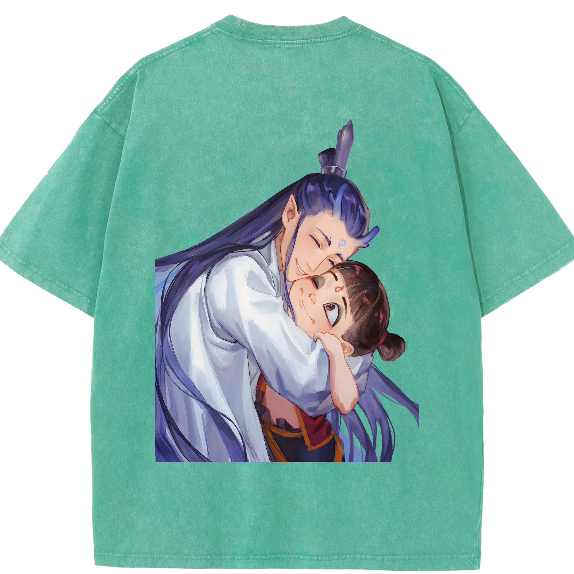 （画像用） Ne Zha 2 ナタ 魔童の大暴れ 綿100% ヴィンテージ風 半袖Tシャツ（背面プリント）